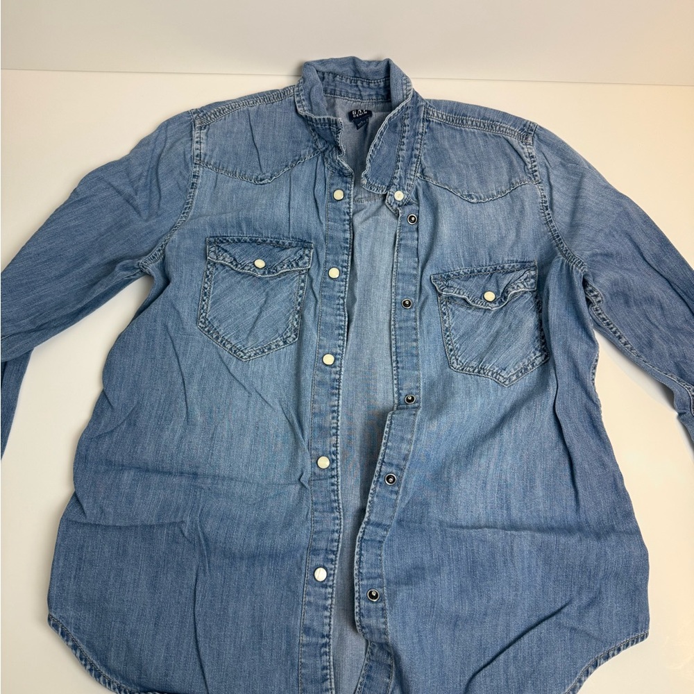 Gap Blue Denim Button-Up Shirt